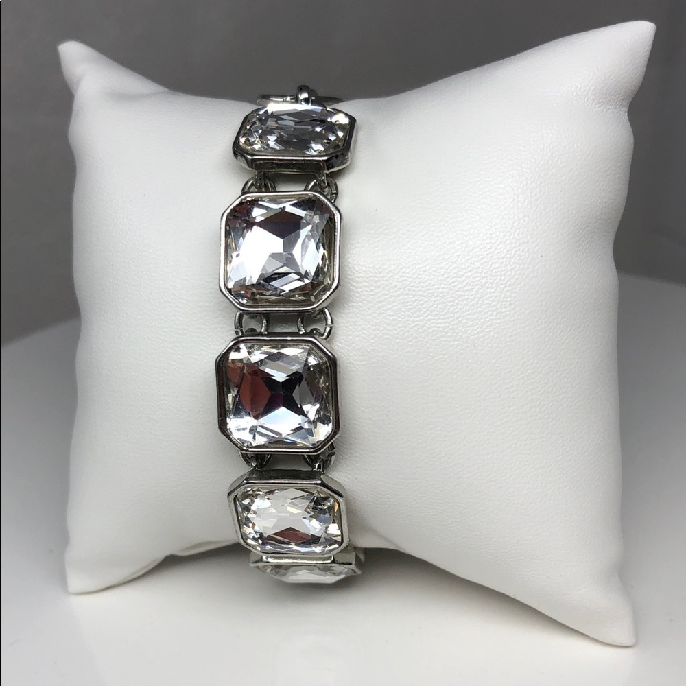 Chloe + Isabel Bracelet Retro Glam Square-Cut Clear Crystal Silver Tone